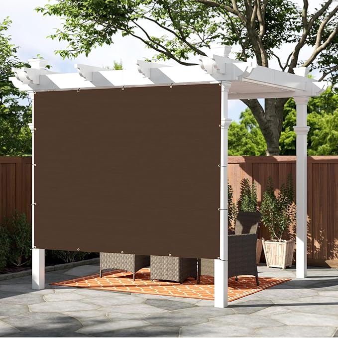 SUNNY GUARD Shade Cloth Custom Size 10x10 FT Sun Shade Screen Fabric Shade Cover Tarp with Grommets for Pergola Backyard Garden, Brown(We Customized)