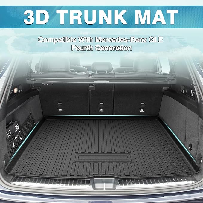 Mixsuper Custom Fit Cargo Liner for Mercedes-Benz GLE Class 2020-2025, All Weather Cargo Mat for Mercedes Benz GLE SUV 5 Passenger, Trunk Mat Anti-Slip Rear Trunk Liner Black