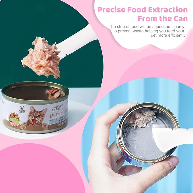 Yummy Sam 2 Pcs Cat Food Spoon and Scoop For Pet Canned Wet Food, Mini Cat Dog Feed Spatula Pet Can Opener for Dogs Cats Feeding Can Easy Clean Jars Scraper for Feeding Dog Cans