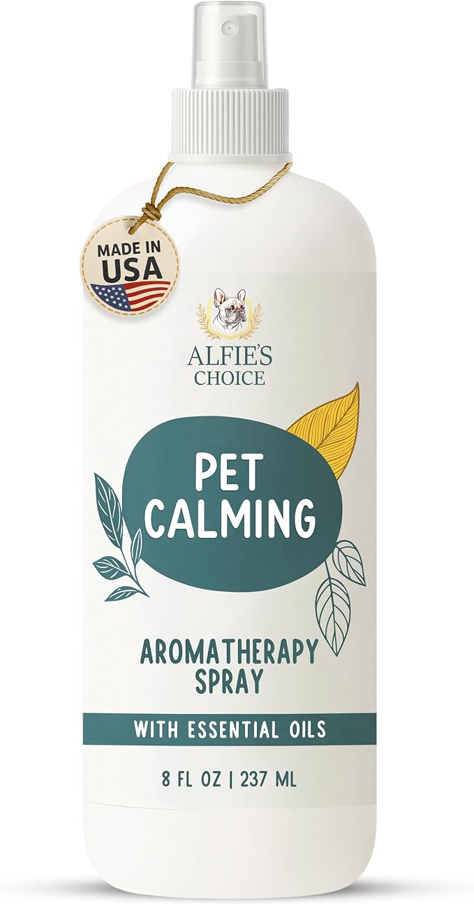 ALFIE'S CHOICE Pet Calming Aromatherapy Spray – Cat Calming Spray for Indoor Use & Travel – Dog Relaxation Mist with Essential Oils – Natural Scent for Grooming, Loud Noises – 8 fl oz