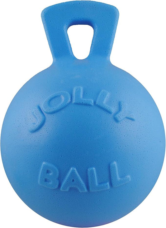 Jolly Pets Tug-n-Toss Heavy Duty Dog Toy Ball with Handle, 8 Inches/Large, Blueberry