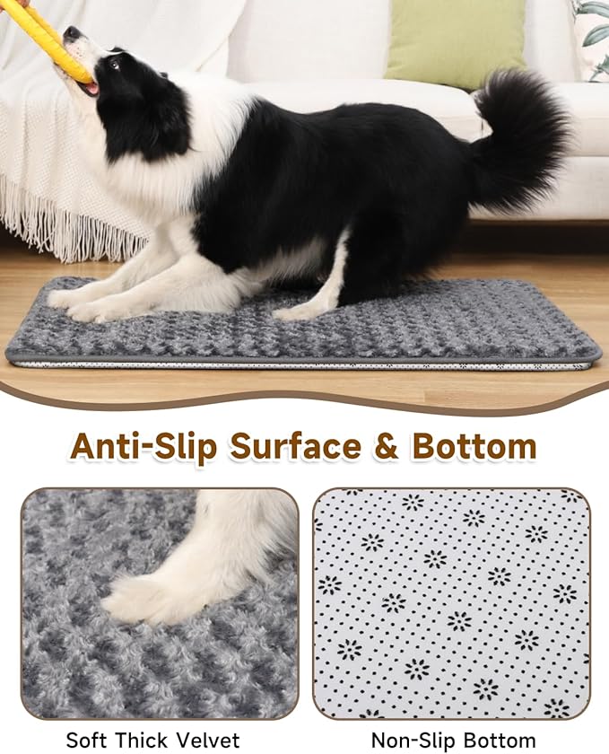 Small Dog Bed for Crate High Resilience Foam Crate Pad Mat for Medium Dogs Washable Anti-Slip,17" x 11",Dark Gray