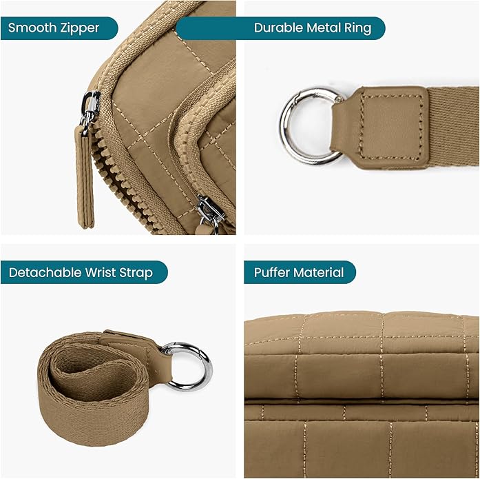 VONAL Wristlet Wallets for Women Nylon Quilted Wallet with 3 Zipper Purse for Travel Credit Card Holder Phone Organizer