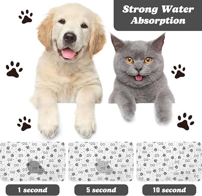Dog Food Mats,Cat Absorbent Water Bowl Feeding Mats Pet Placemats for Food and Water Spot 24 * 32 inch