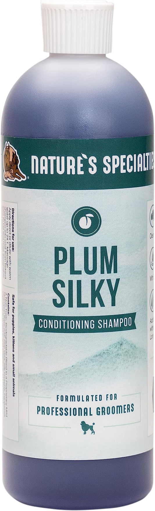 Nature's Specialties Plum Silky Ultra Concentrated Dog Shampoo Conditioner, Makes up to 3 Gallons, Natural Choice for Professional Pet Groomers, Silk Proteins, Made in USA, 16oz