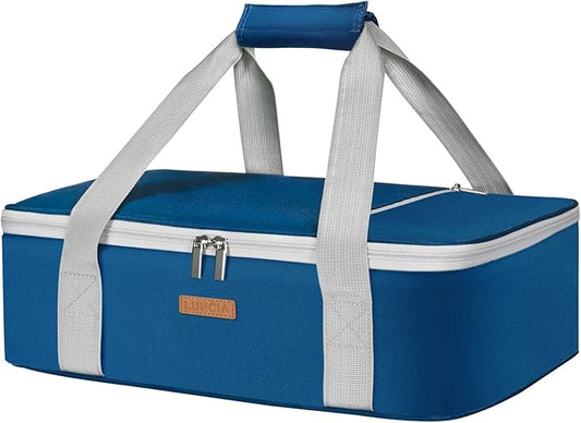 Lifewit LUNCIA Insulated Casserole Carrier for Hot or Cold Food, Lasagna Lugger Tote for Potluck Parties/Picnic/Cookouts, Fits 9"×13" Baking Dish, Pure Blue