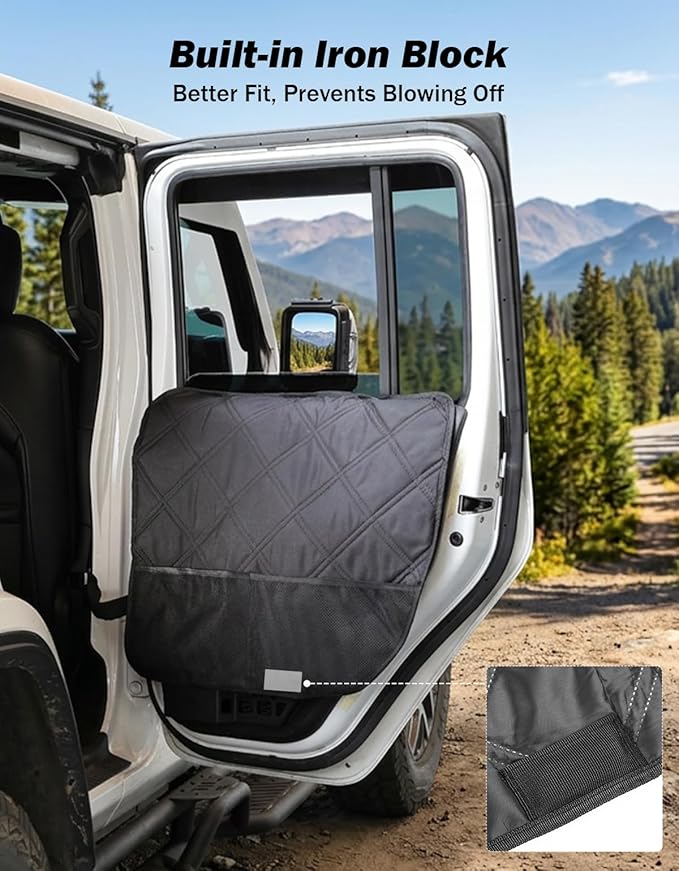 JOYTUTUS Dog Car Door Protector Compatible with Wrangler JL & Gladiator JT, Waterproof & Anti-Scratch Door Protector from Dog Scratching with Storage Pockets 2 Pack
