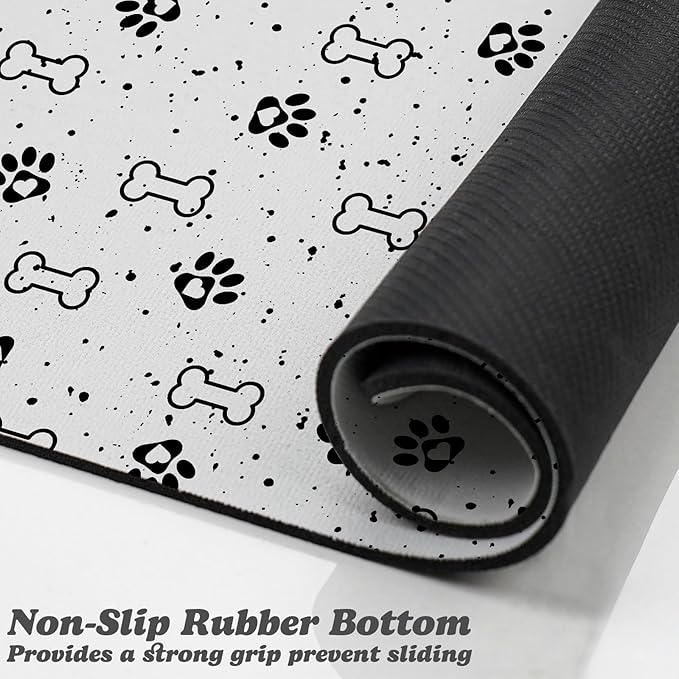 Dog Food Mats,Cat Absorbent Water Bowl Feeding Mats Pet Placemats for Food and Water Spot 12 * 20 inch