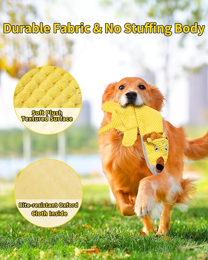 KrauzPet Dog Toys, Squeaky Plush No Stuffing Crinkle Dog Toy for Small Medium Large Dogs, Interactive Puppy Teething Water Bottle Dog Chew Toy