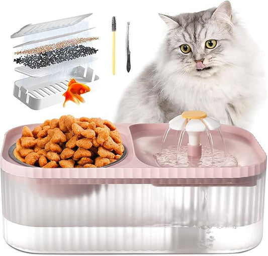 TODDLT Cat Water Fountain, Ultra Silent Pet Fountain 100oz/3L with Cat Bowl, Automatic Dog Water Dispenser with Smart Pump for Cats, Small to Medium Dogs