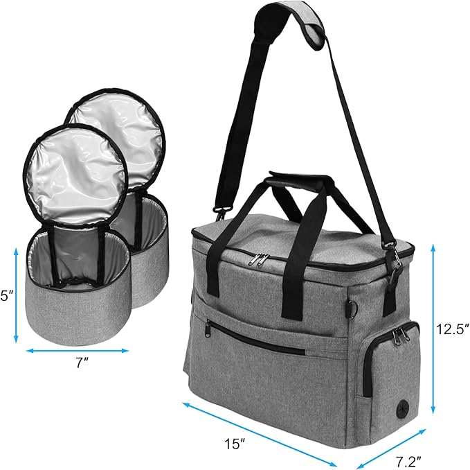 MYDAYS Dog Travel Bag, Pet Luggage Suitcase, Weekend Tote Carrier with Collapsible Bowl (Gray)