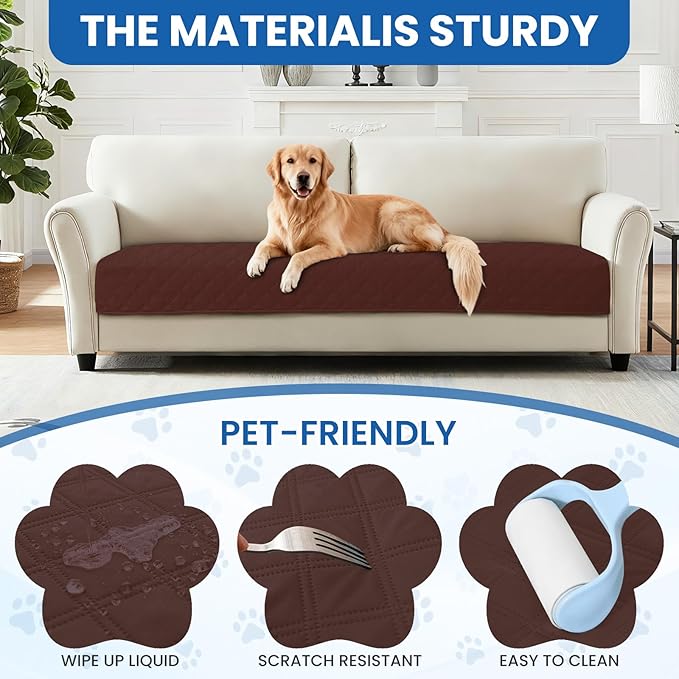 CYCMACO Waterproof Dog Bed Cover, Non-Slip Dog Blanket for Couch, Couch Covers for Dogs Washable, Pet Blanket for Furniture, Pet Bed Mat for Sofa, Car, Pet Supplies (82x102 Inch, Coffee)
