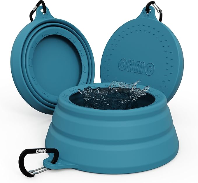 OHMO Spill Proof Collapsible Dog Water Bowl 24oz for Cars, No Splash Portable Bowls for Dog Travel, Pet Essentials for Road Trips, Cat Travel Accessories