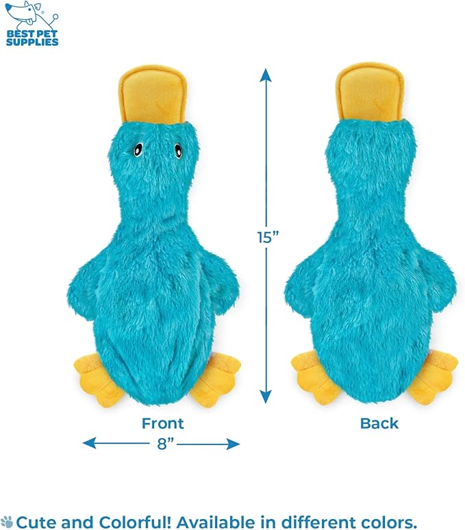 Best Pet Supplies Interactive Squeaky Dog Chew Toy, Ideal Dog Toys for Chewers, Small, Medium & Large Dogs, and Fetch Lovers - Crinkle Duck (Turquoise), Medium