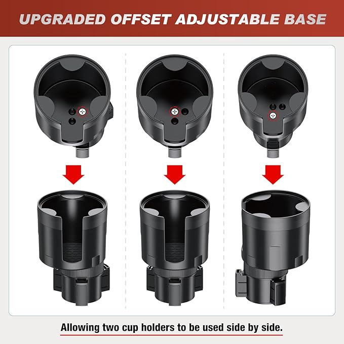 Frokom Cup Holder Expander for Car,Upgraded Car Cup Holder Expander Adapter with Offset Adjustable Base, Fit Most Large Bottles and Mugs-Yeti Ramblers 14/24/36/46oz, Hydro Flasks 32/40oz
