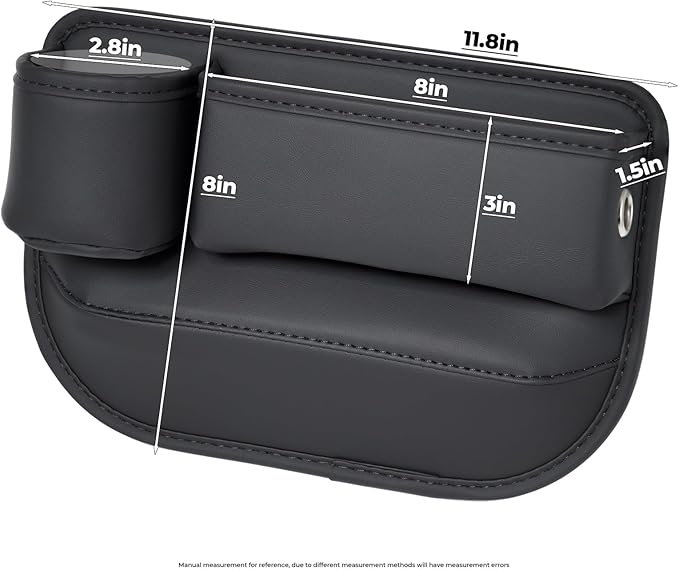 2-Pack Car Seat Gap Filler Organizer with Cup Holder - Premium Leather - Universal Fit - Keeps Cans/Phone/Keys/Wallets Organized(Black)