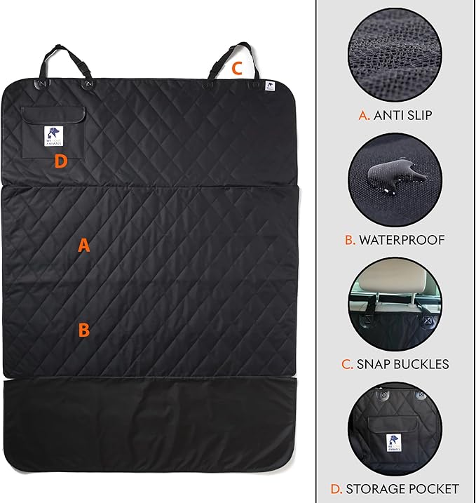 SUV cargo liner for dogs, Dog Car Seat Cover For Back Seat, Nonslip trunk mat, Waterproof Car Seat Protector for Dogs, Durable cargo cover with Bumper Flap, Dog Accessories, Easy to Install & Clean