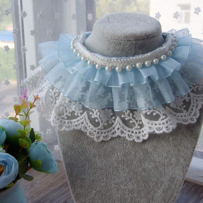 RayMinsin Pet Bandana CostumeCat Dog Cute lace Princess Saliva Towel Dog bib Scarf bib bib Small Dog cat Dress up Accessories (Blue)
