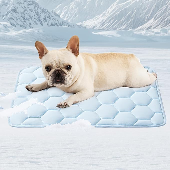 EHEYCIGA Cooling Mat for Dogs(Q-Max>0.53), Washable Dog Cooling Mat, Portable Kennel Cooling Pet Pad for Summer, Non-Slip Summer Crate Pad for Large Dog, Blue, 30x20