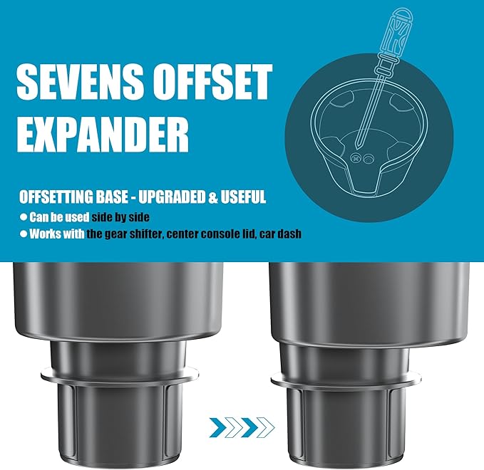 Upgraded Car Cup Holder Expander Adapter with Offset Adjustable Base, Compatible with Yeti 14/24/36/46oz Ramblers, Hydro Flasks 32/40oz, Other Large Bottles Mugs in 3.4inches-4.0inches, Silver 1 Pack