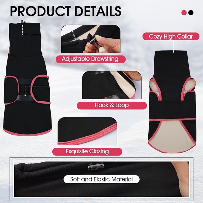 Dog Anxiety Jacket Calming Shirt, Anxiety Relief Calming Vest with Dog Ear Muffs, Noise Protection Dogs Winter Coat, Lightweight Stretchy Turtleneck T-Shirts