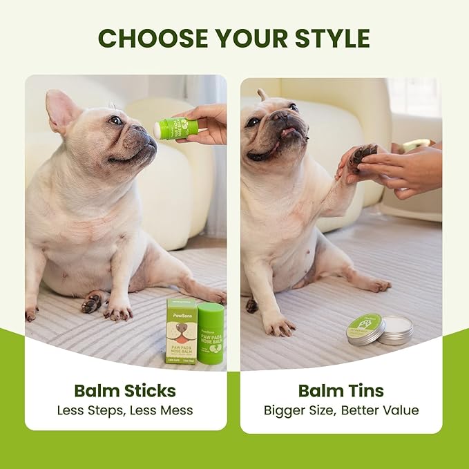 Lick-Safe Dog Paw & Nose Balm with Coconut Oil | Winter Road Salt & Cold Pavement Protector | All-Natural Moisturizer & Soother for Dry, Cracked Pads & Snout, Nose Butter for Bulldogs (60 g /2.1 oz)
