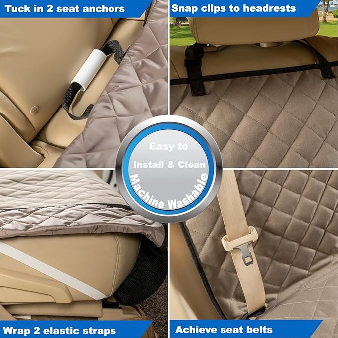 VIEWPETS Bench Car Seat Cover Protector - Waterproof, Heavy-Duty and Nonslip Pet Car Seat Cover for Dogs with Universal Size Fits for Vehicles, Trucks & SUVs