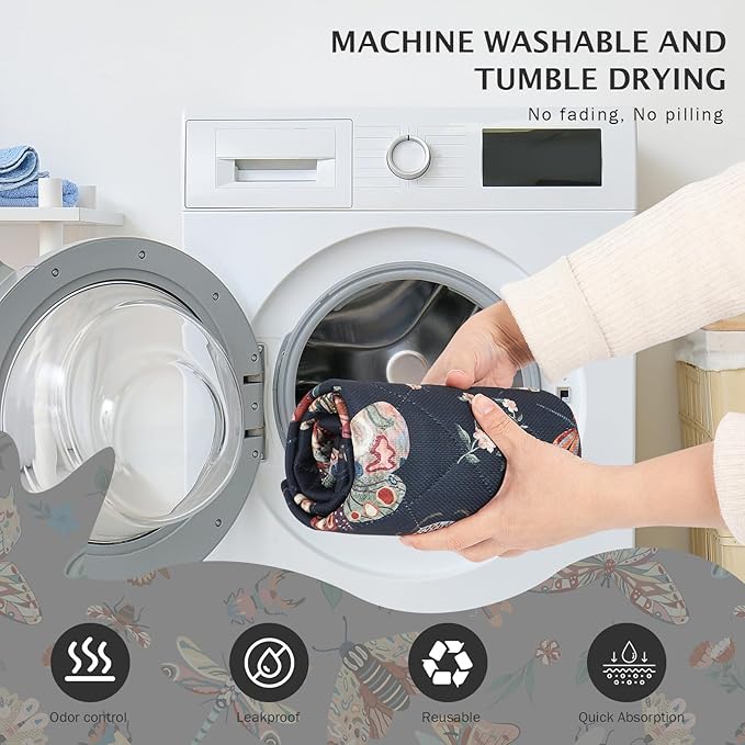 IEUUMLER Washable Pee Pads for Dogs, 1 Pack Insect Pattern Reusable Waterproof Puppy Potty Pads, Non-Slip Absorbent Pet Training Pads for Playpen Crate Bed EU014