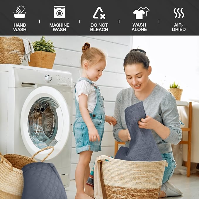 TAOCOCO 100% Waterproof Recliner Chair Cover Non-Slip Reclining Cover for Recliner Chair Washable Chair Seat Cover with Elastic Straps for Pets Sofa Slipcover with Pocket (Small 23'', Bluish Grey)