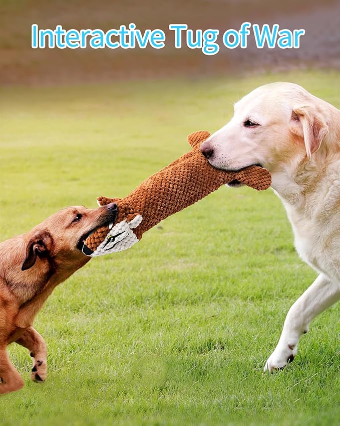 KrauzPet Dog Toys, Squeaky Plush No Stuffing Crinkle Dog Toy for Small Medium Large Dogs, Interactive Puppy Teething Water Bottle Dog Chew Toy