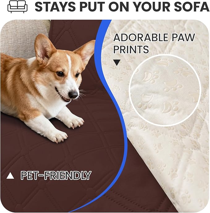 CYCMACO Waterproof Dog Bed Cover, Non-Slip Dog Blanket for Couch, Couch Covers for Dogs Washable, Pet Blanket for Furniture, Pet Bed Mat for Sofa, Car, Pet Supplies (68x82 Inch, Coffee)