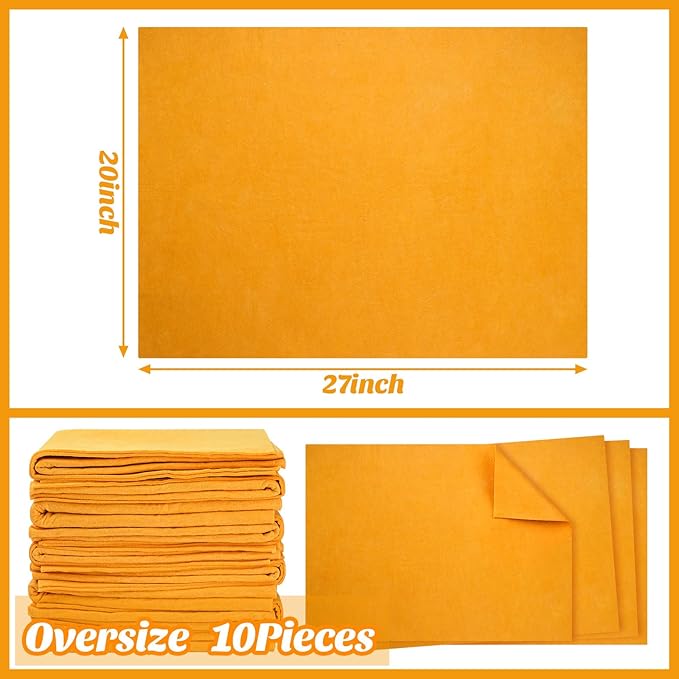 SEEWEY 10 Pack Shammy Cloths Absorbent Cleaning Towels for Car Drying German Shammy Cloths Bulk Machine Washable Reusable Multi Purpose Orange Chamois Towels Anti Scratch for Home Cars Pet Wash