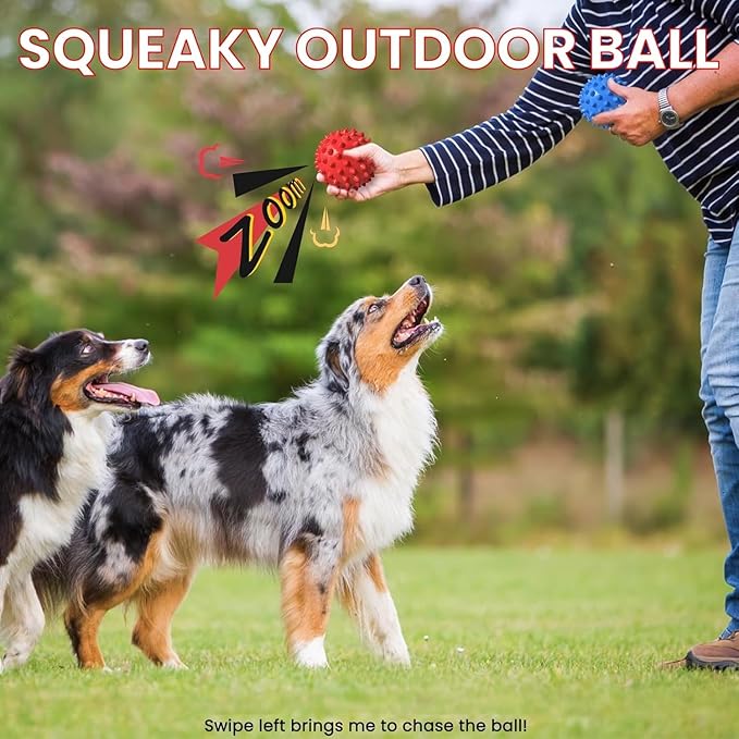 Apasiri Beef-Flavored Durable Dog Ball for Aggressive Chewers, Tough Squeaky Rubber Toy for Pitbulls Large & Medium Breeds