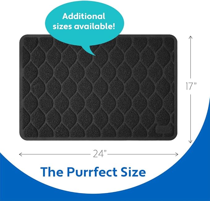 MIGHTY MONKEY Waterproof BPA Free Cat Litter Box Trapping Mat, Easy Clean Floors, Textured Backing, Soft on Sensitive Kitty Paws, Cats Accessories, Less Waste, Stays in Place, 24x17, Black