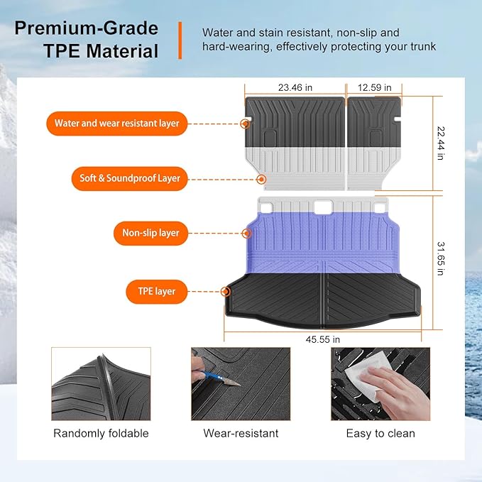 powoq Cargo Mat Compatible with 2022-2026 Honda Civic Hatchback Cargo Liner Trunk Mat Back Seat Protector TPE Replacement for 2022-2026 Honda Civic Accessories (Fit Hatchback,Trunk Mat+Backrest Mats)