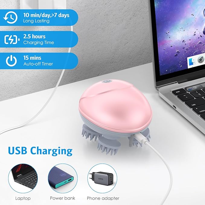 Upgraded Handheld Cat Massager Dog, Electric Pet Massager for Christmas Gifts, with 4 Massage Heads, Cat Head and Back Scratcher for Relieving Tight Stiffness Muscles, Promote Bonding (Pink)