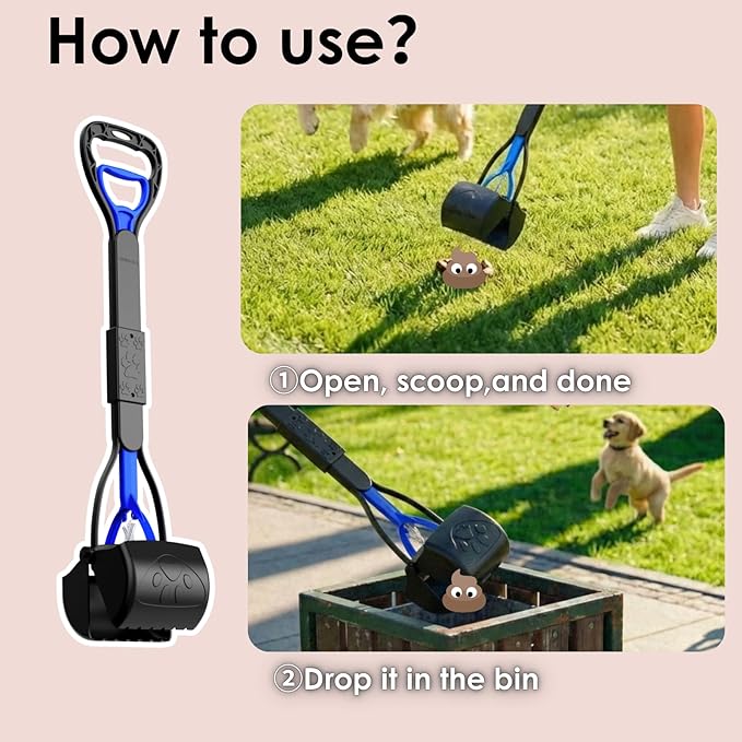 TIMINGILA Pooper Scooper 28" Long Handle Portable Pet Poop Scooper for Large and Small Dogs,High Strength Material and Durable Spring,Great for Lawns, Grass, Dirt, Gravel