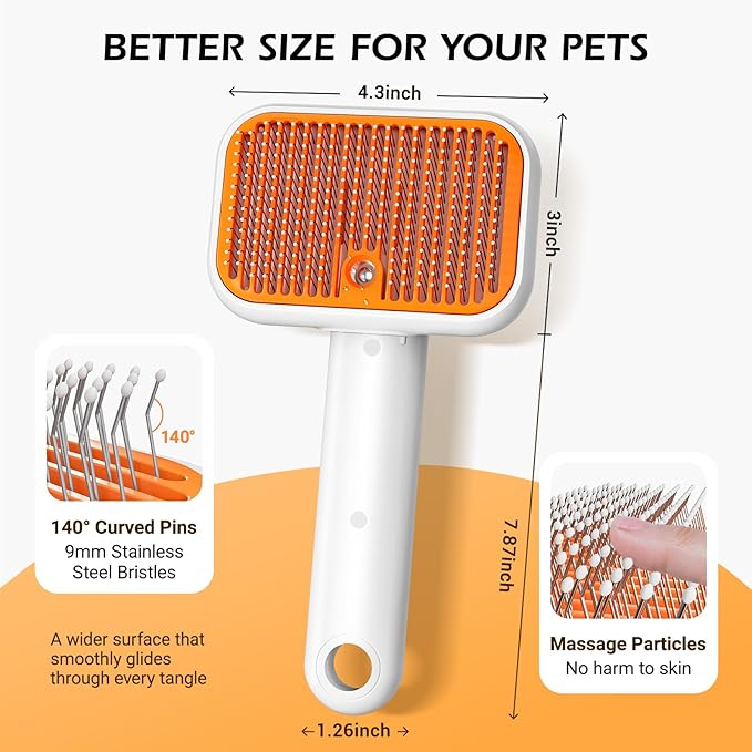 3-in-1 Pet Steam Brush: Rechargeable Grooming Tool with Gentle Mist Spray for Shedding Control, Self-Cleaning, 2-Speed, Waterproof, Safe Rounded Tips - For Dogs, Cats, Rabbits & All Coats