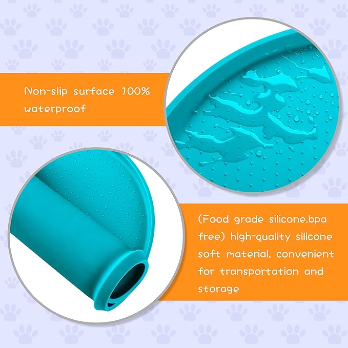 100% Waterproof 0.5" Raised Edge BPA Free Silicone Dog Food Mat, Pet Cat Feeding Mats Contain Spills Protects Floors, Placemats for Cats and Dogs Water Bowl Dishwasher. (Large/XL, Teal)