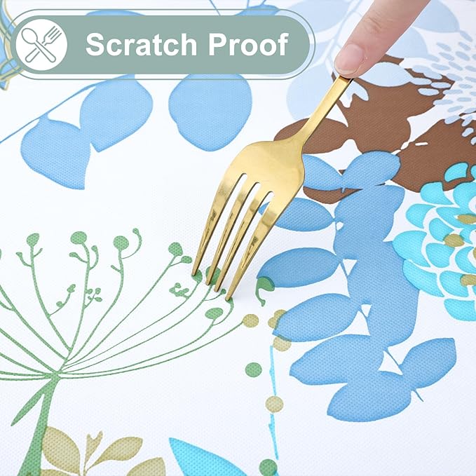 misaya Rectangle Waterproof Vinyl Table Cloth, Wipeable Tablecloth with Flannel Backing, Plastic Table Cover for Dinner, Picnic, Indoor and Outdoor (Leaves, 60" x 102")