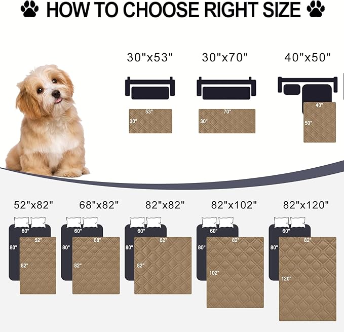Smiry Reversible Waterproof Couch Covers for Sofa, Washable Dogs Pet Couch Covers for 3 Cushion Sofa Pet Friendly, Water Resistant Furniture Protector Slipcover, Geometric (30"x53", Camel/Beige)