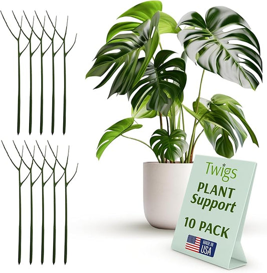 Plant Support Stakes for Indoor & Outdoor Use, Durable Trellis Alternative for Climbing & Potted Plants, Houseplant Stem Holder Structures - Monstera (Dark Green), 10 Pack, 22" L, Original