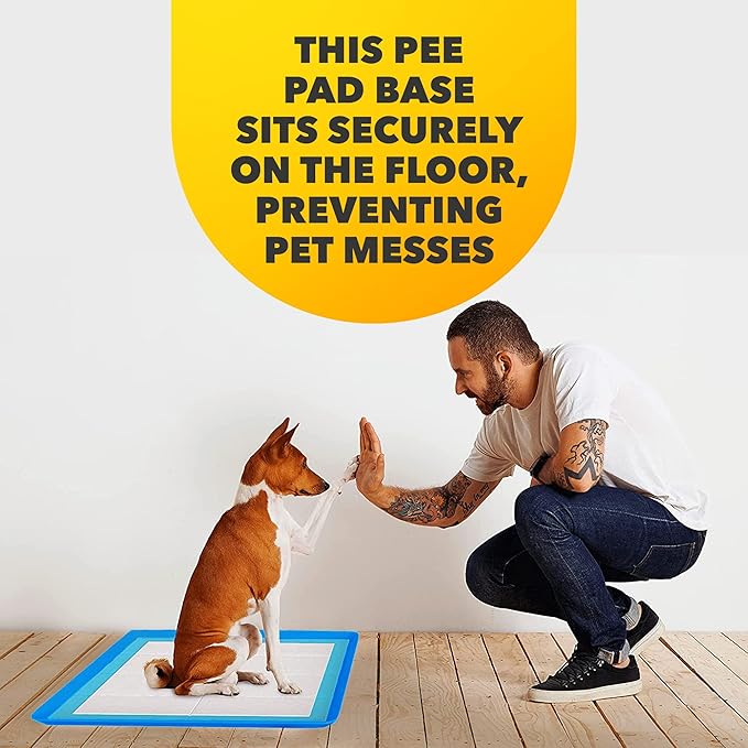 TidyFriend 2 Pack Dog Pee Pad Holder Tray Fits for 24” x 24” Wee Wee Pee Pads - Stable Grip, Raised Edges, Quick-Wipe Silicone Surface Dog Potty Tray Holder for Indoor Flooring Protection (Dark Blue)