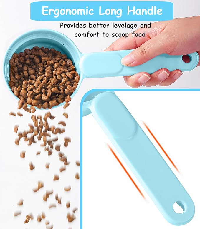 Joyinjojo Dog Food Scoop 1 Cup 1/2 Cup - Melamine Dog Food Measuring Cup, Pet Food Scoop for Dog Cat...Comfortable Long Handle for Easy to Scoop Food, Blue 1 Cup