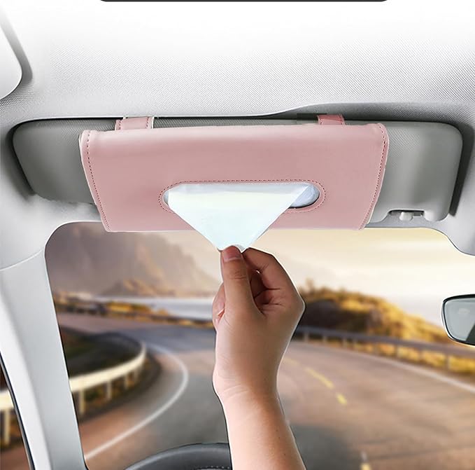 YVPSI Car Tissue Holder Sun Visor Napkin Holder with Tissue Refill Car Mask Holder PU Leather Tissue Box Tissue Box Holder Hanging Tissue Holder Mask Dispenser for Car