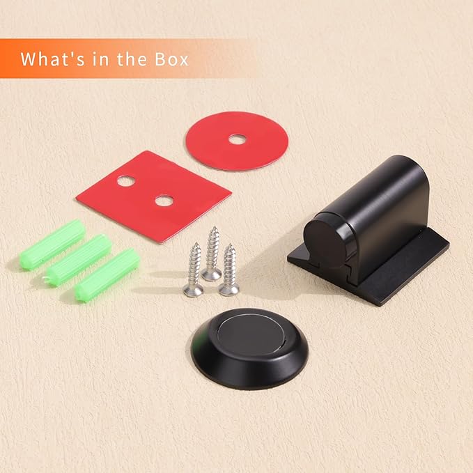 Bak Bo Magnetic Door Stoppers 1 Pack Bottom of Door Holder Keep Door Open No Drilling Magnet Floor Door Stop with Screws and Adhesive Matte Black DS268MB-1
