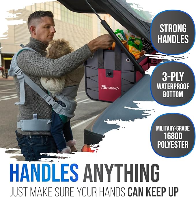 Car Trunk Organizer – Large Collapsible Storage Box with Adjustable Compartments – Heavy-Duty Cargo Organizer for SUV, Truck & Car – Non-Slip Waterproof Trunk Storage Bin for Groceries & Tools - XL