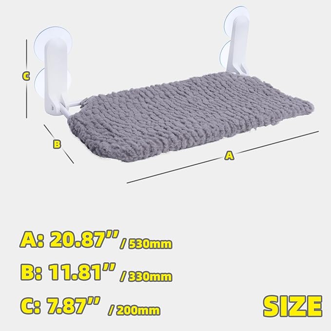 AIWIKIDE 2PC Cat Window Perch, Easy Install Bracket, Portable Wall Hammock for Indoor Cat, Grey