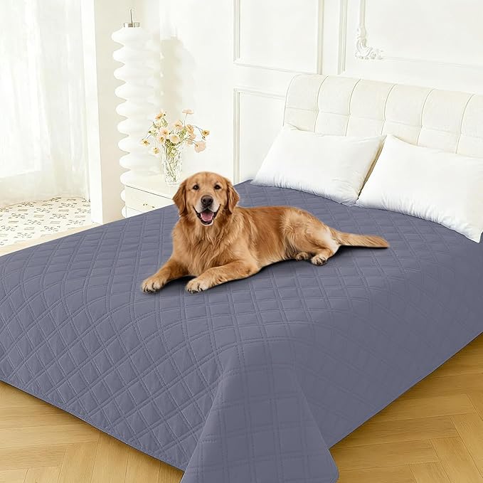 CYCMACO Waterproof Dog Blanket, Non-Slip Soft Pet Bed Cover, Couch Cover for Dogs Washable, Protects Sofa, Furniture, Crate, Car, Tear Resistant Leakproof Pet Blanket (30x70 Inch, Grey Blue)