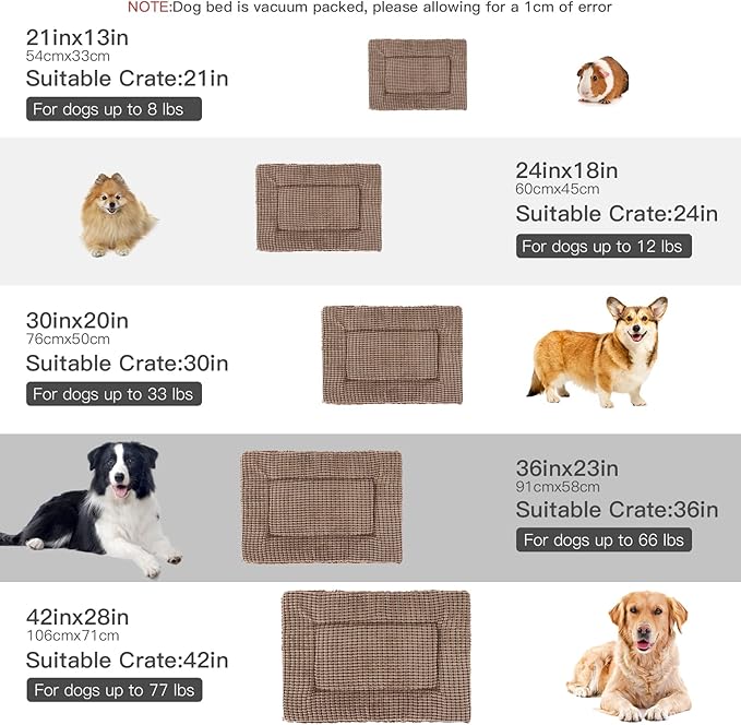 BVAGSS Dog Bed Mat,Reversible Crate Pad, Memory Foam Beds, Soft Warm Pet Cushion for Small Medium Dogs, Washable Pet Sleeping Mattress Kennel Bed Pad XH079 (42''x28''x1.6'',Brown)